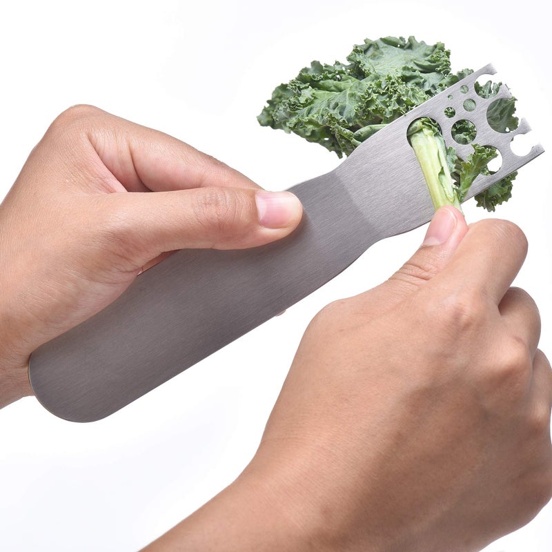 DOMG Herb Stripper, Stainless Steel herb Leaf Zip Tool for Kale, Chard, Collard Greens, Thyme and Rosemary - Image 2